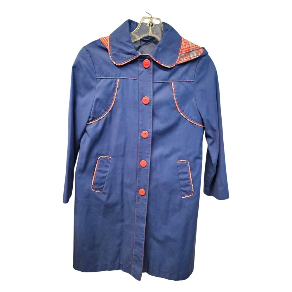 Sears Blue Vintage 80's Girls Hooded Long Jacket Size 10 - Picture 2 of 9